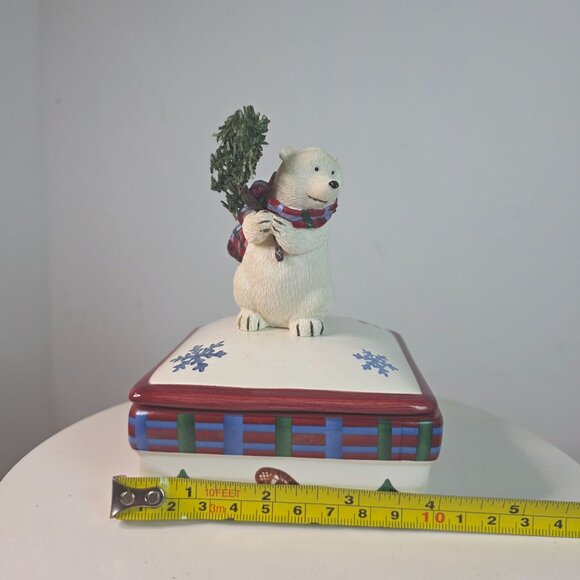 Polar Bear Christmas Ceramic Box With Lid By Pfaltzgraff Crazy Mountain - Picture 9 of 10